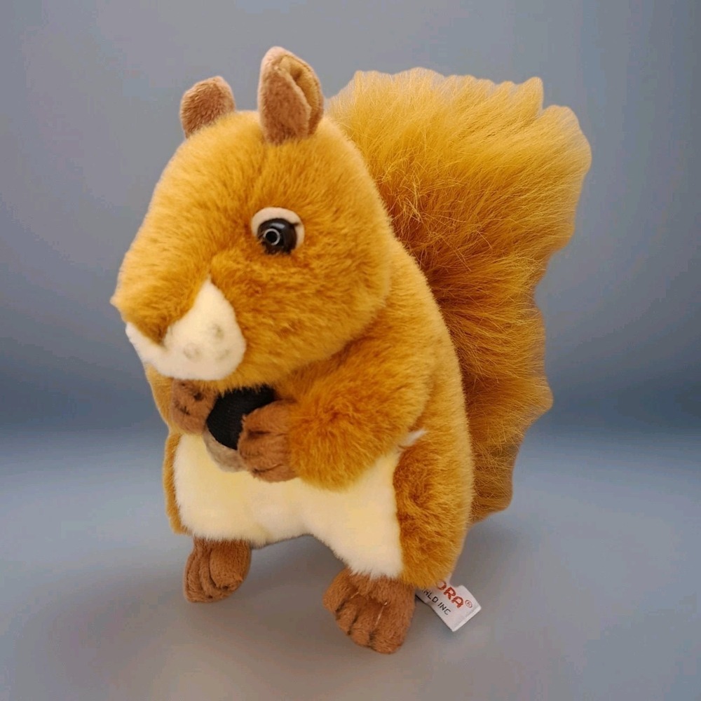 Aurora Squirrel Plush 8" Brown Woodland Stuffed Animal w/ Acorn Cute Forest Toy